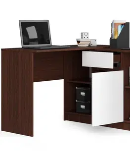 Písacie stoly Dizajnový písací stôl CASPER, wenge/biely