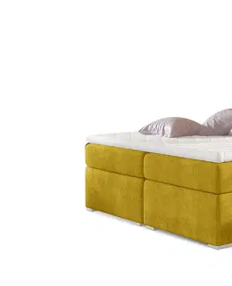 Postele NABBI Beneto 160 čalúnená manželská posteľ s úložným priestorom žltá