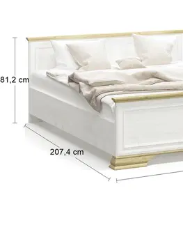 Postele NABBI Igins LB-160 manželská posteľ s roštom 160x200 cm sosna Andersen / dub zlatý