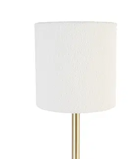 Stolove lampy Klasická stolná lampa z mosadze s tienidlom biela 20 cm - Simplo