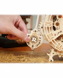 Drevené hračky RoboTime 3D drevené mechanické puzzle Sovie hodiny