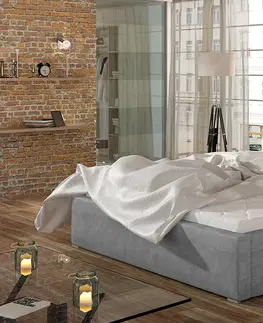 Postele NABBI Monzo UP 160 čalúnená manželská posteľ s roštom svetlosivá (Paros 05)