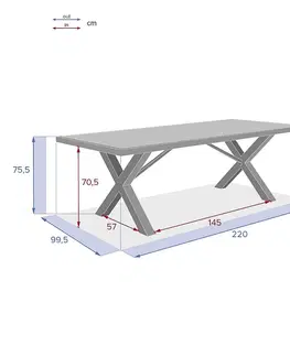 Stolčeky Hliníkový jedálenský stôl 220x100 cm TANZANIA