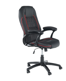 Kancelárske stoličky KONDELA Porshe New kancelárske kreslo s podrúčkami čierna / červená