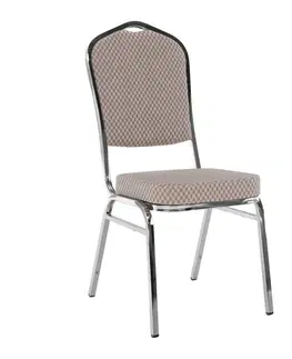 Stoličky Stohovateľná stolička, béžová/vzor/chróm, ZINA 3 NEW