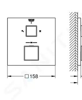 Kúpeľňové batérie GROHE - Grohtherm Cube Termostatická batéria pod omietku pre 2 spotrebiče, kefovaný Hard Graphite 24154AL0