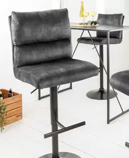 Barové stoličky LuxD Dizajnová barová otočná stolička Frank tmavosivý zamat