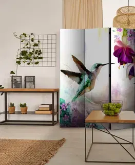 Paravány Paraván Hummingbirds and Flowers Dekorhome 225x172 cm (5-dielny)