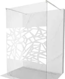 Sprchové dvere MEXEN/S - Kyoto samostatne stojaca sprchová zástena 110 x 200, biely vzor 8 mm, nikel kartáčovaná 800-110-002-97-85