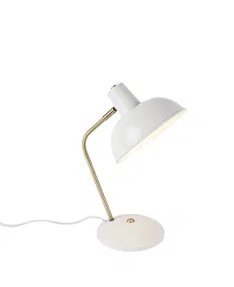Stolove lampy Retro stolová lampa biela s bronzom - Milou