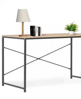 Pracovné stoly Písací stôl 120x60 cm drevotrieska / oceľ Dekorhome Biela