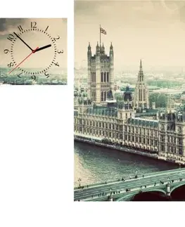 Hodiny 3-dielny obraz s hodinami, Irregular London UK, 90x60cm