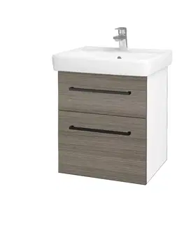 Kúpeľňový nábytok Dreja - Kúpeľňová skrinka Q MAX SZZ2 55 - N01 Biela lesk / Úchytka T06 / D03 Cafe 68397H