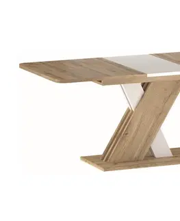 Jedálenské stoly WORODA, rozkladací jedálenský stôl, dub Wotan / biela