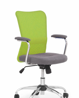 Kancelárske stoličky HALMAR Andy detská stolička na kolieskach s podrúčkami zelená / sivá
