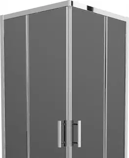 Vane MEXEN/S - Rio štvorcový sprchovací kút 90 x 90 cm, grafit, chróm + vanička so sifónom Flat, čierny 860-090-090-01-40-4070