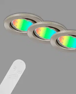 SmartHome zapustené svetla Briloner LED vstavané svetlo Fit Move S, CCT RGB 3gang, nikel