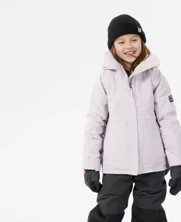 bundy a vesty Dievčenská snowboardová bunda SNB 500 dlhá a veľmi odolná ružová