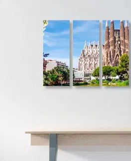 Obrazy mestá 5-dielny obraz katedrála v Barcelone