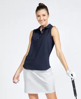 dresy Dámska golfová polokošeľa bez rukávov WW 500 modrá