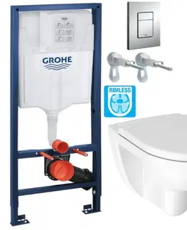 Záchody Rapid SL pre závesné WC 38528SET s chrómovou doskou + WC JIKA LYRA PLUS RIMLESS + SEDADLO duraplastu 38772001 LY1