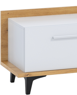 TV stolíky MEBLOCROSS Box BOX-08 tv stolík dub artisan / biela / čierna