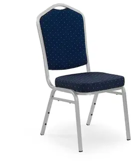 Čalúnené stoličky Stolička K66S kov/tkanina strieborná/modrá 45x59x93