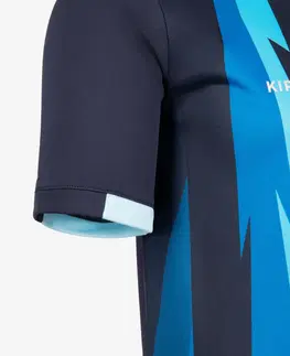 dresy Detský futbalový dres s krátkym rukávom Tasmánski diabli modrý