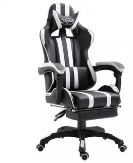 Kancelárske stoličky Herné kreslo s podnožkou umelá koža Dekorhome Biela