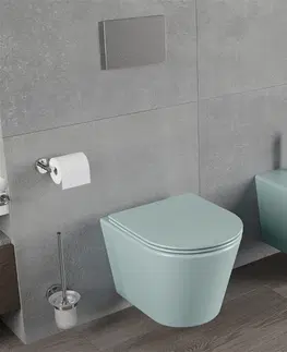 Záchody MEXEN - Rico Závesná WC misa Rimless vrátane sedátka s slow, Duroplast, svetlo zelená mat 30724048