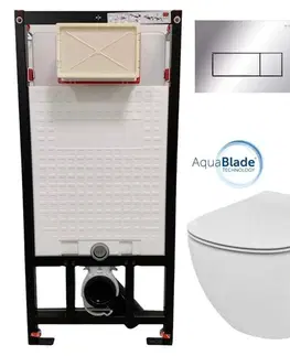 Záchody DEANTE Podstavný rám, pre závesné WC misy + SLIM tlačidlo chrom + WC Ideal Standard Tesi so sedadlom SoftClose, AquaBlade CST_WC01 051P TE1