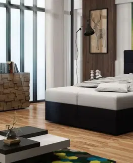 Manželské postele BONEMI 2 čalúnená manželská posteľ 160 x 200 cm, čierna COSMIC 100