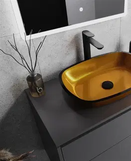 Kúpeľňa MEXEN - Araks sklenené umývadlo 54x39 cm, zlaté 24155450