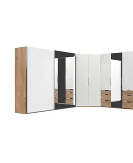 Šatníkové skrine s posuvnými dverami Šatníková skriňa so zrkadlom Level 36 A, Biela/dub