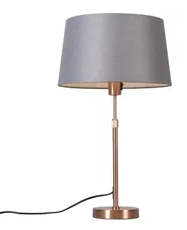 Stolove lampy Stolová lampa medená s tienidlom sivá 35 cm nastaviteľná - Parte