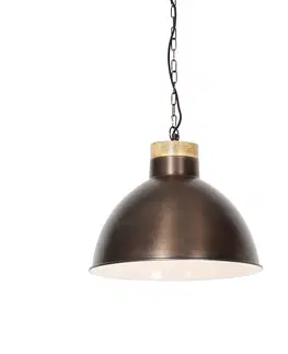 Zavesne lampy Vintage závesné svietidlo medené s drevom - Pointer