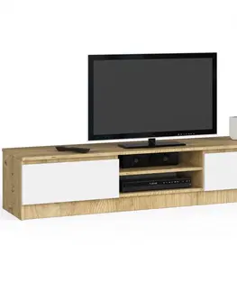 TV stolíky Dizajnový TV stolík ROMANA160, dub Artisan / biely