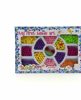 Drevené hračky Teddies Sada plastových korálikov 0,5 cm, 26 x 18 cm
