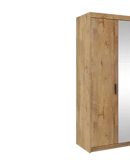 Šatníkové skrine HELEN šatníková skriňa 3D so zrkadlom, dub lefkas
