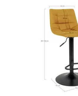 Barové stoličky Norddan Dizajnová barová stolička Dominik horčicová