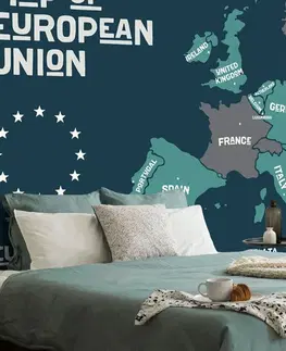 Samolepiace tapety Samolepiaca tapeta náučná mapa s názvami krajín EÚ