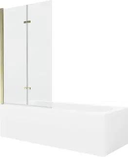 Sprchové dvere MEXEN/S - Vega obdĺžniková vaňa 150 x 70 cm s panelom + vaňová zástena 100 cm, transparent, zlatá 550115070X9210025000