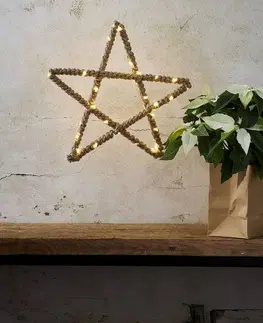 Vianočné svetelné hviezdy STAR TRADING LED dekoračná hviezda Jutta, jutové lano