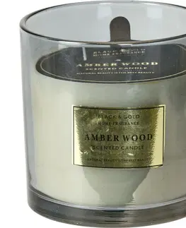 Dekoratívne sviečky Sviečka v skle Black & Gold, Amber wood, 870 g