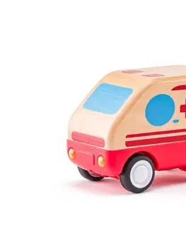 Hračky - dopravné stroje a traktory WOODY - Auto sanitka so zvukmi a svetlom, zotrvačník