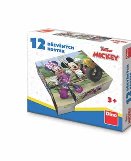 Drevené hračky DINOTOYS - Kubus MICKEY A MINNIE 12 kociek