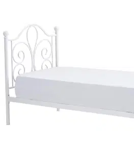 Postele HALMAR Panama 90 kovová jednolôžková posteľ s roštom biela