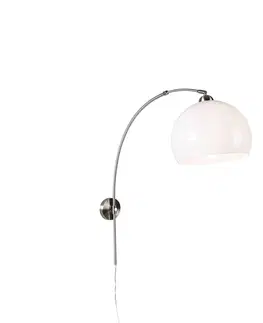 Nastenne lampy Inteligentná oceľová nástenná oblúková lampa s bielym tienidlom vrátane Wifi A60 - Luk