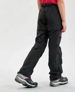 nohavice Detské odopínateľné turistické nohavice MH500 7-15 rokov čierne