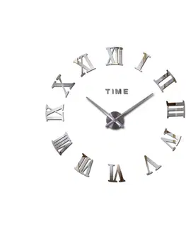 Hodiny 3D Nalepovacie hodiny DIY Clock Roma C2, strieborné S 60-100cm